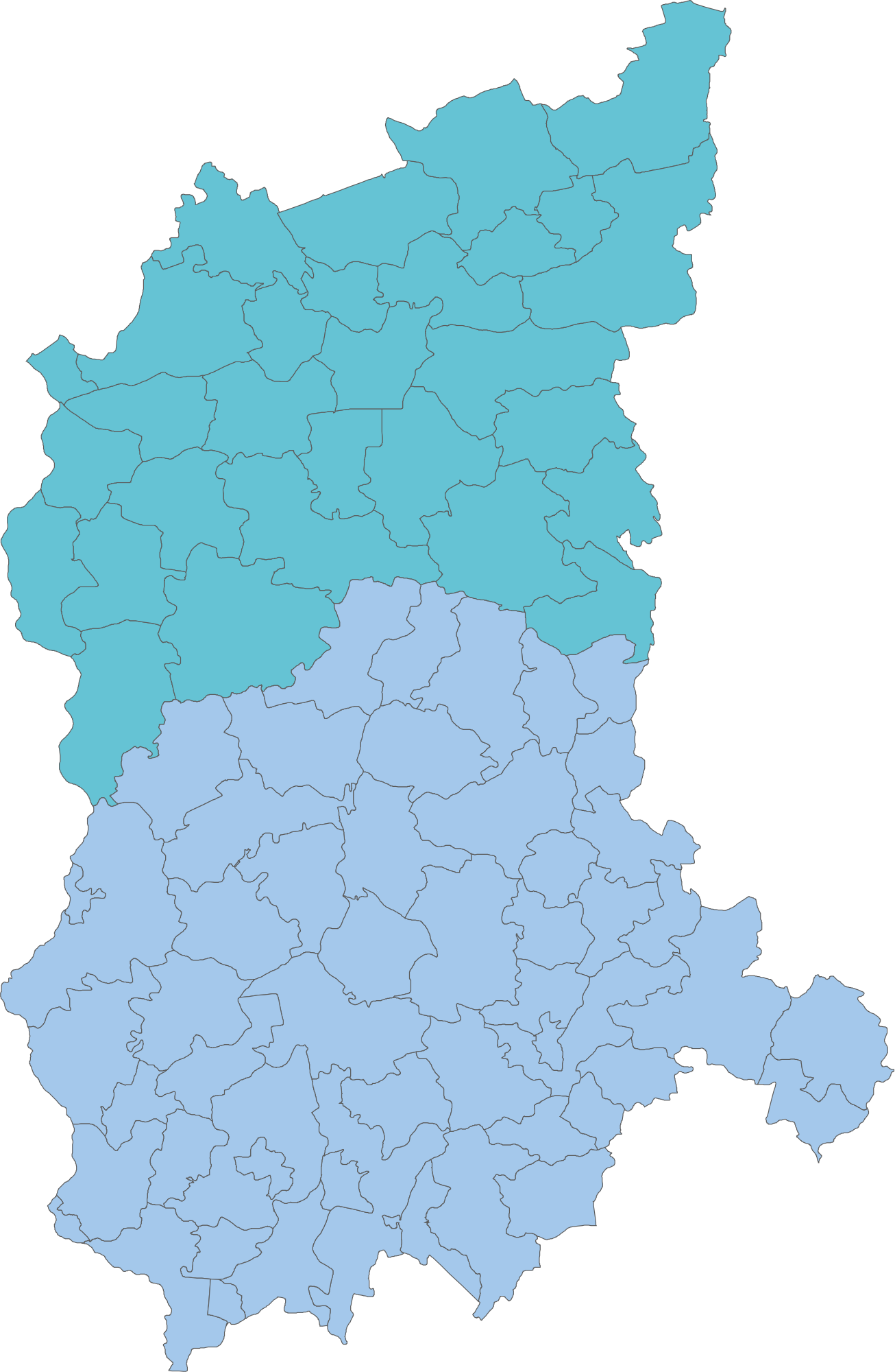 Mapa województwa lubuskiego.